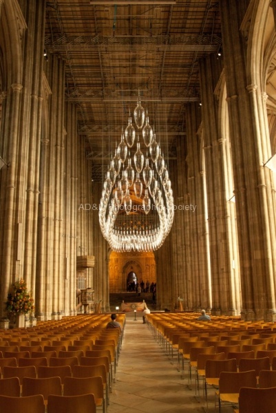 Canterbury cathedral with artwork, by Elaine Argent
