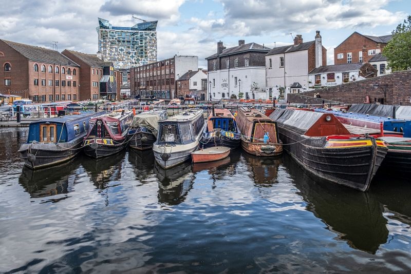 Wendy Meagher - Houseboats Moored Gas Street Basin