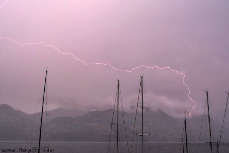 Daytime Lightning over Lake Garda